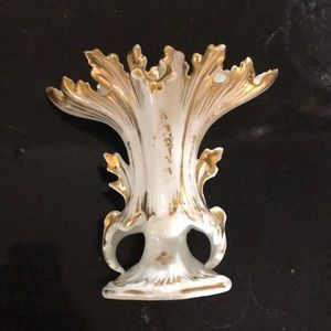 White Vase with Gold Accents